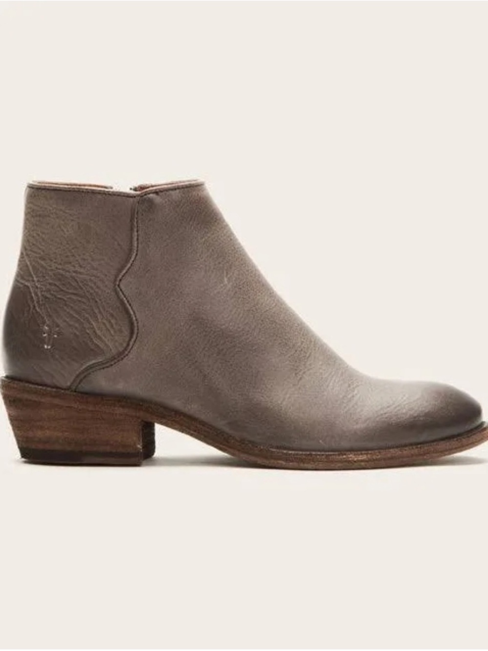 Frye "Carson Piping Bootie" Graphite Grey Leather Ankle Boot | Women's Size 10
